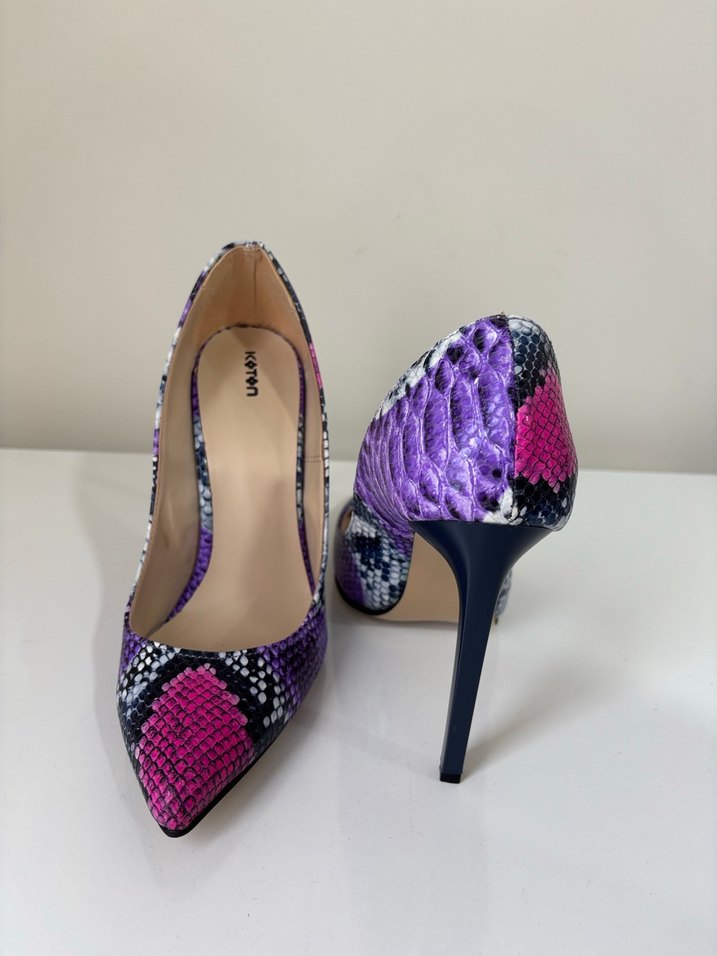 Mor Yılan Desenli Kadın Stiletto - Görsel 4