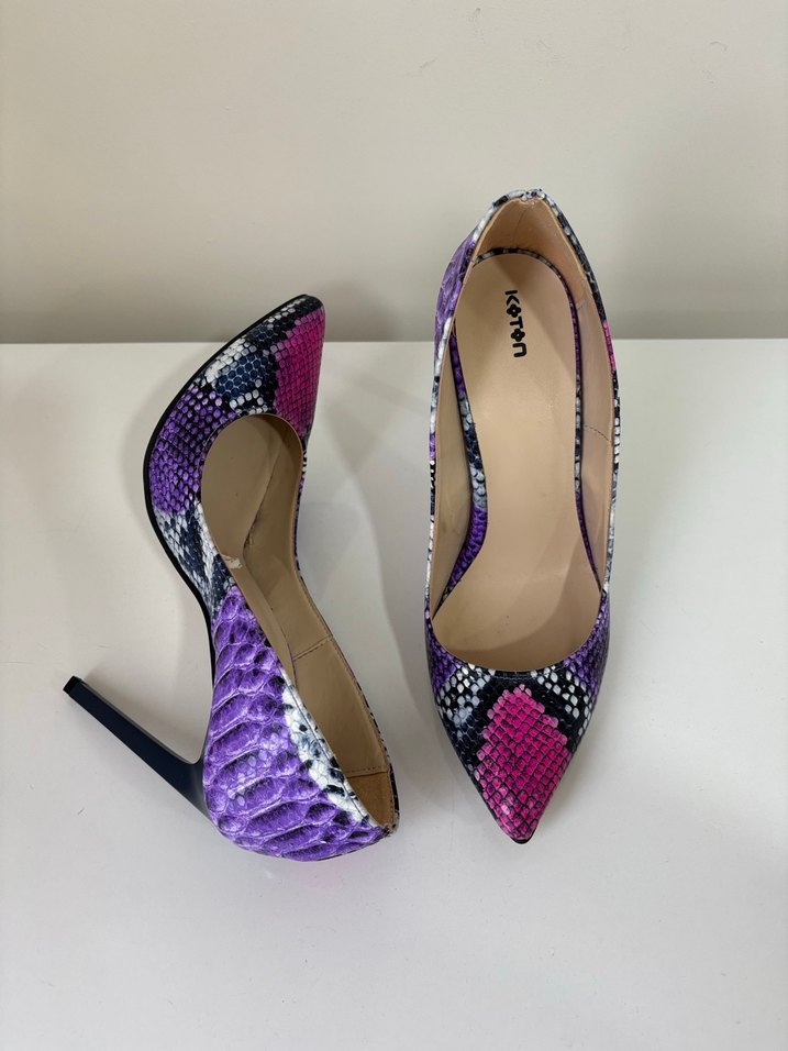 Mor Yılan Desenli Kadın Stiletto - Görsel 3