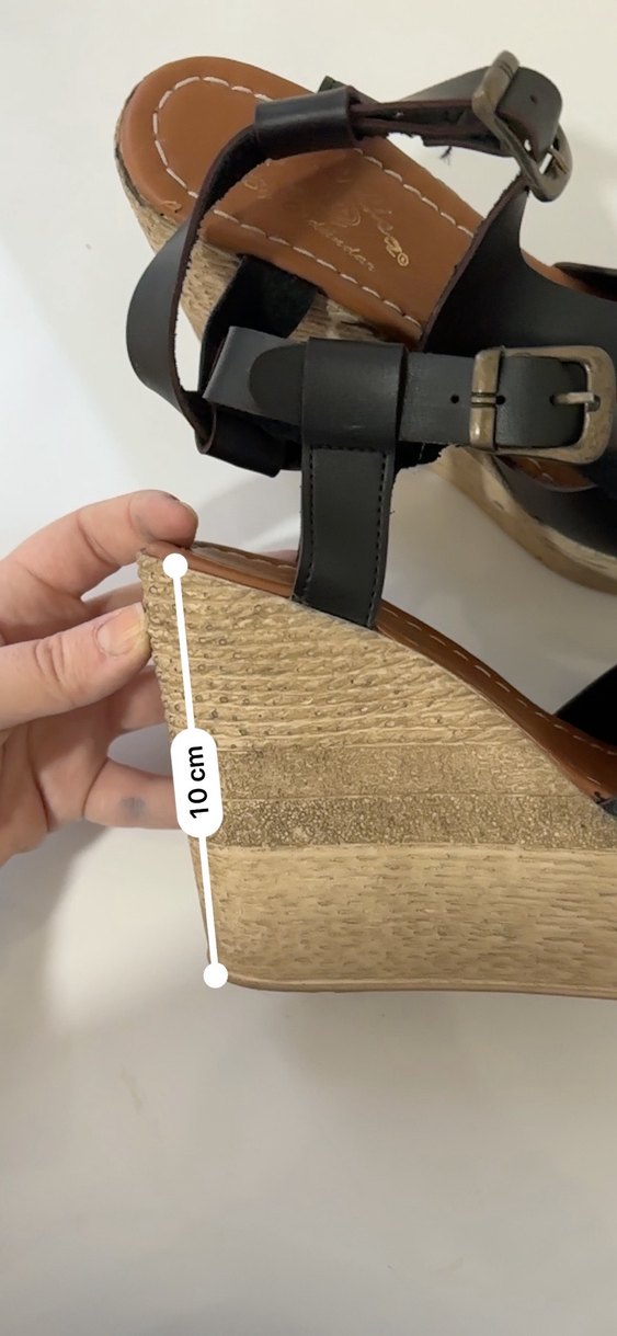 Siyah Dolgu Topuklu Tokalı Kadın Sandalet - Görsel 5