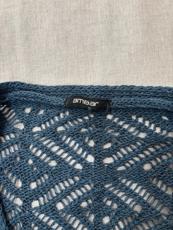 Bohem V Yaka Nakışlı Örgü Hırka - Görsel 4