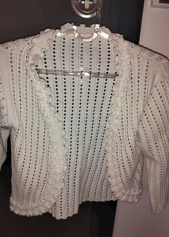 Beyaz Kız Çocuk Örgü Bolero - Görsel 2