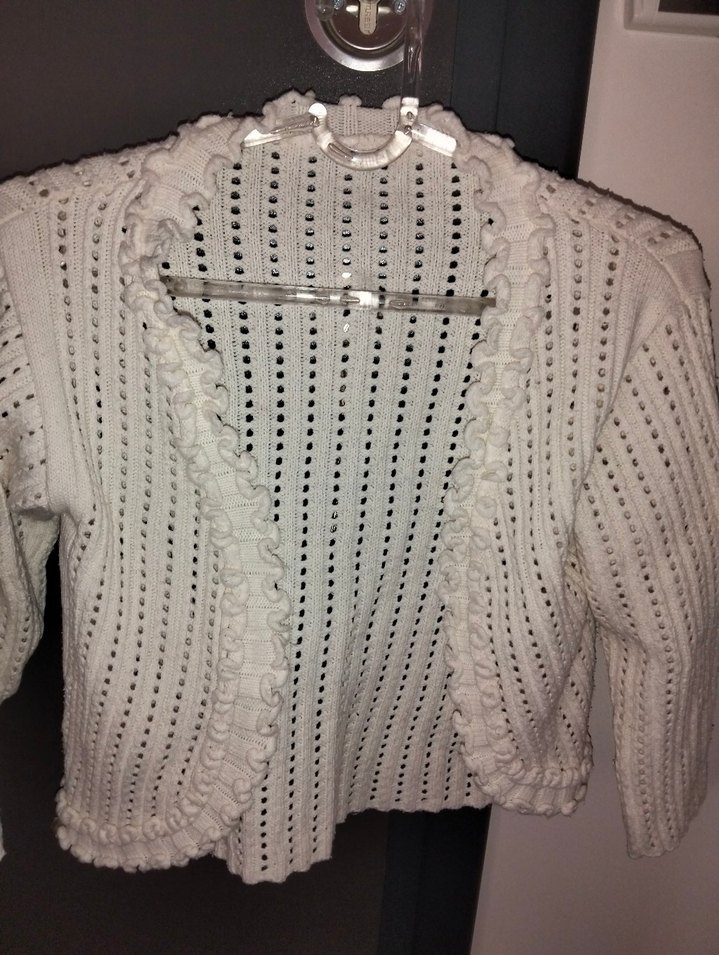 Beyaz Kız Çocuk Örgü Bolero - Görsel 2