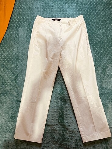 Mango Beyaz kumas pantalon
