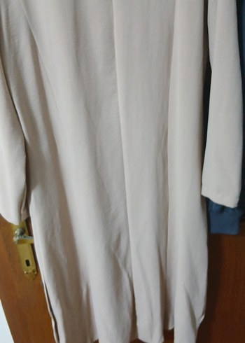 Düğmeli Bej Uzun Kadın Tunik - Görsel 3