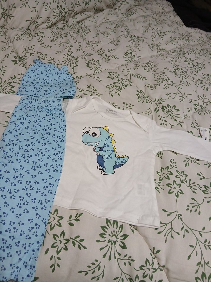 Mavi Erkek Bebek Uzun Kollu Dinozor Takım - Görsel 2