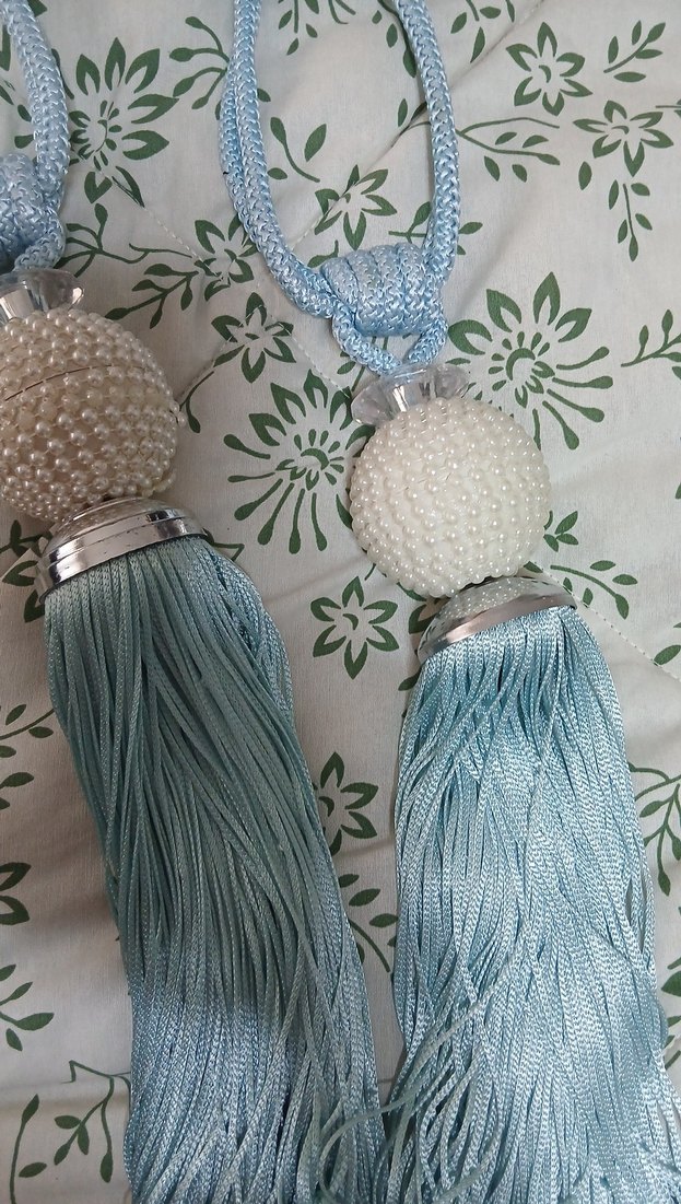 Nakışlı Turkuaz Bohem Perde Püskülü - Görsel 3