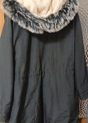 Kürk Detaylı Siyah Midi Kışlık Kadın Mont - Görsel 4