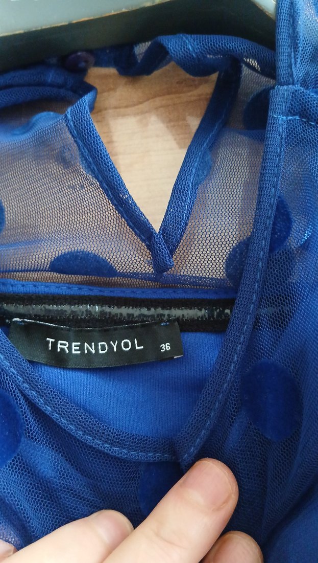 Lacivert Puantiyeli Uzun Abiye Elbise mezuniyet gece elbisesi - Görsel 5