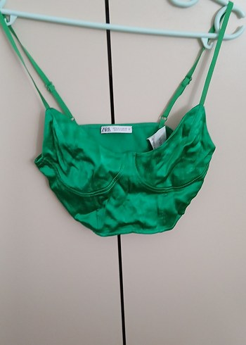 Yeşil Saten Mini Büstiyer