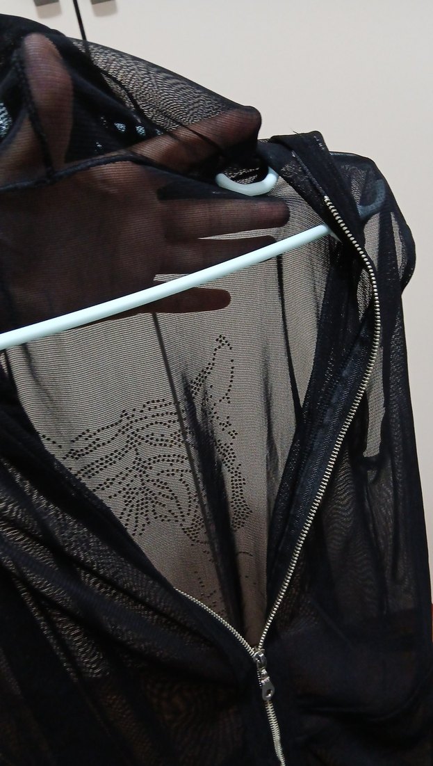 Siyah Fermuarlı Uzun V Yaka kapşonlu - Görsel 3