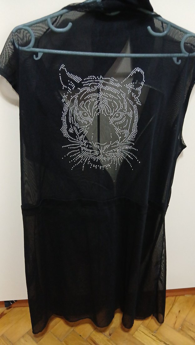 Siyah Fermuarlı Uzun V Yaka kapşonlu - Görsel 2