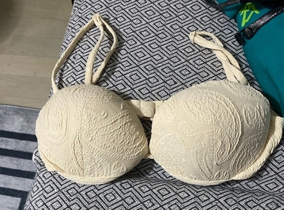 Bordo Baskılı İnce Askılı Kadın Mayo - Görsel 3