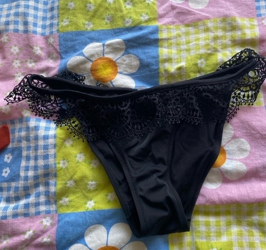 Bordo Baskılı İnce Askılı Kadın Mayo - Görsel 2