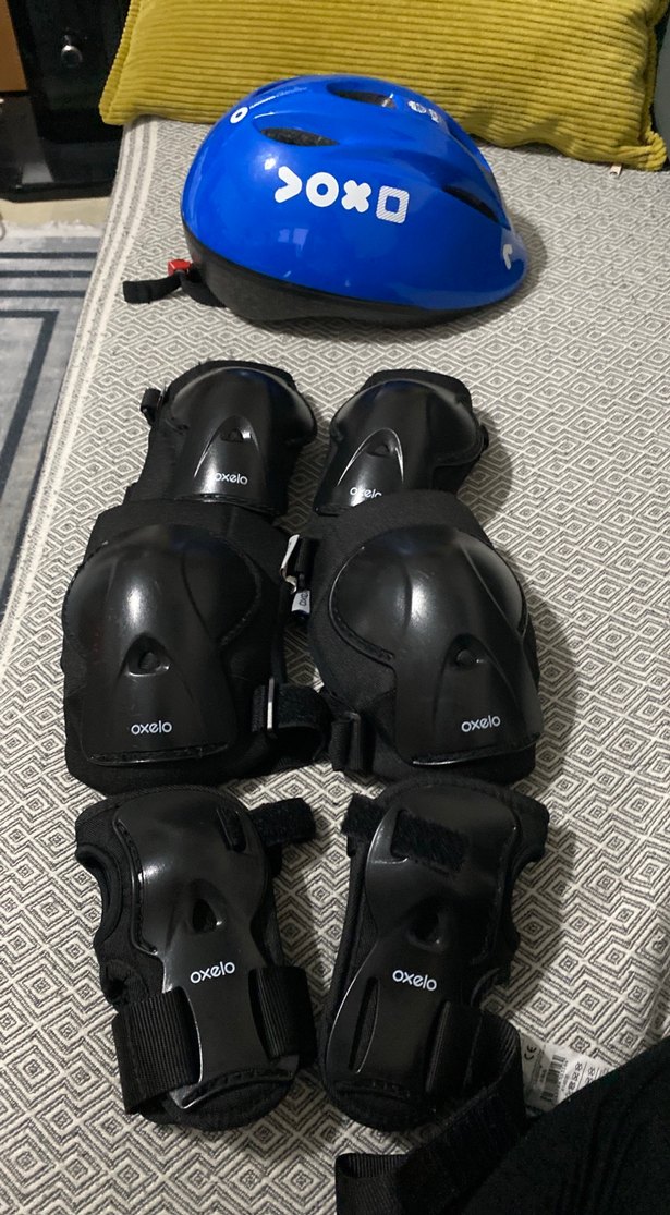 Mavi Plastik bisiklet  dirsek bileklik Diz kask koruyucuları - Görsel 2