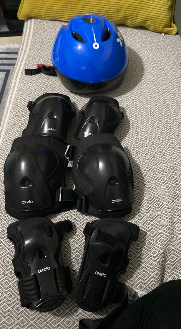 Mavi Plastik bisiklet  dirsek bileklik Diz kask koruyucuları - Görsel 3