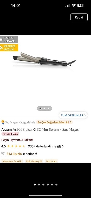 Arzum ar 5028 lisa XL saç maşası