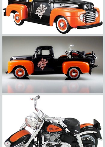 Parlak Turuncu Harley Davidson Oyuncak Araba - Görsel 2