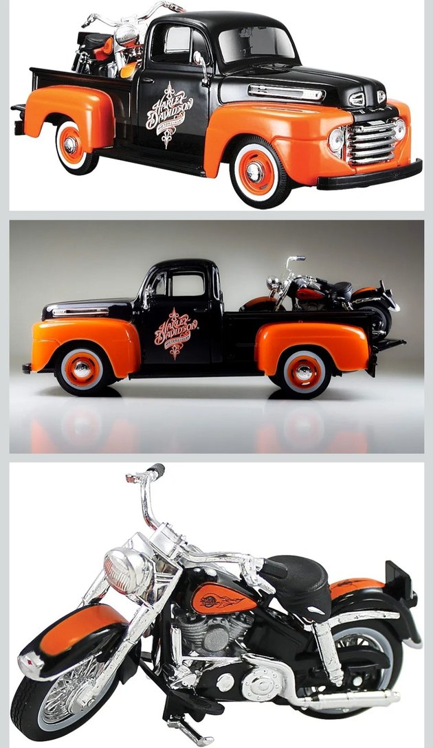 Parlak Turuncu Harley Davidson Oyuncak Araba - Görsel 2