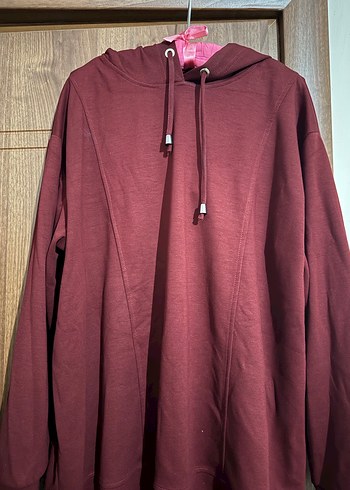 Bordo Kadın Kapüşonlu eşofman takımı - Görsel 4