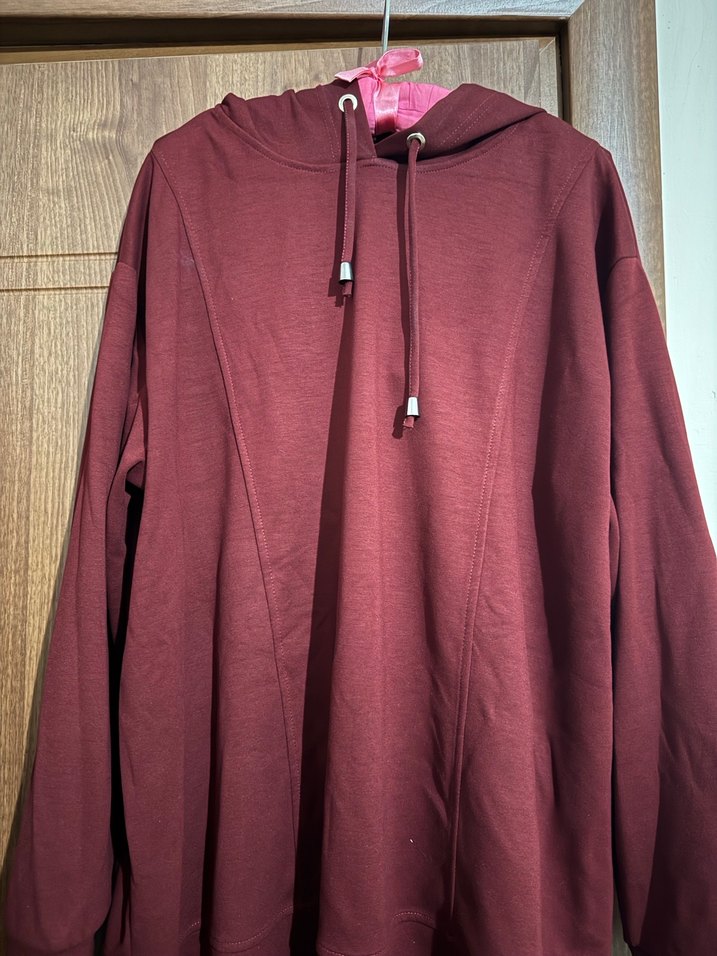 Bordo Kadın Kapüşonlu eşofman takımı - Görsel 4