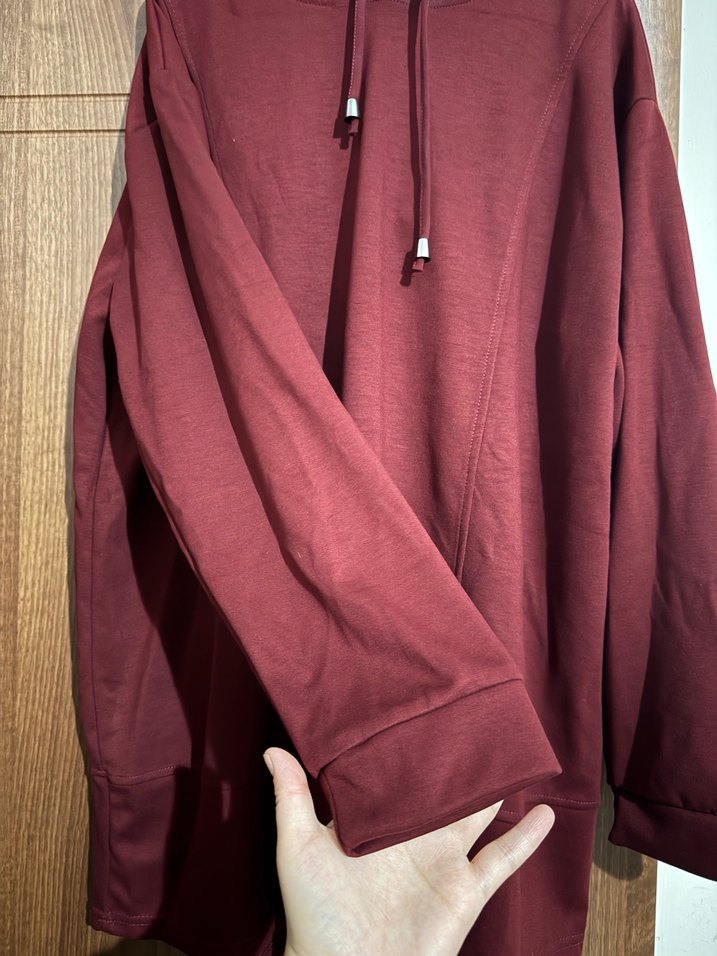 Bordo Kadın Kapüşonlu eşofman takımı - Görsel 3
