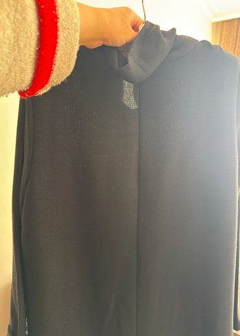 Degaje yüksek yakalı Siyah Midi Boy Elbise - Görsel 6