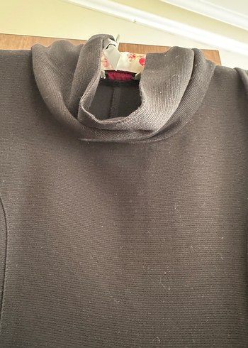 Degaje yüksek yakalı Siyah Midi Boy Elbise - Görsel 5