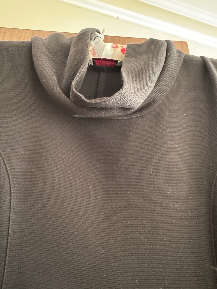 Degaje yüksek yakalı Siyah Midi Boy Elbise - Görsel 5