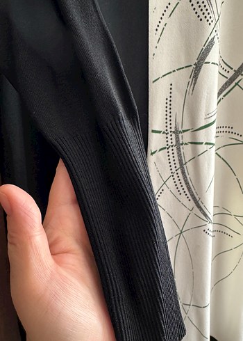 Uzun Kollu Siyah Baskılı Triko pantolonlu takım - Görsel 3