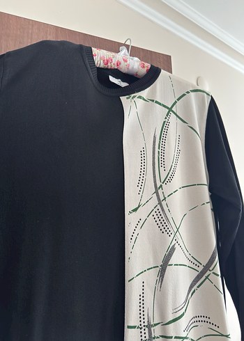 Uzun Kollu Siyah Baskılı Triko pantolonlu takım - Görsel 2