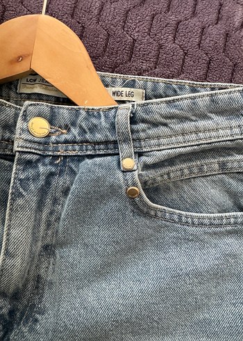 LCW Mavi Düğmeli Geniş Kesim Kadın Kot Pantolon - Görsel 2