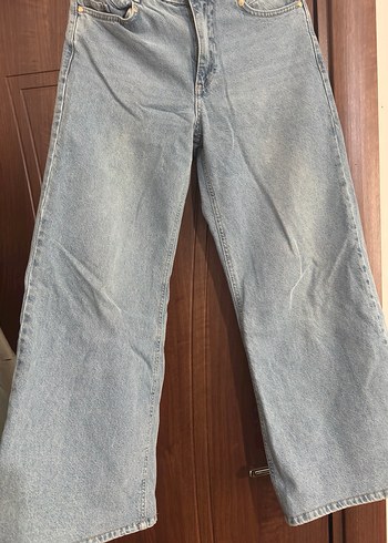 LCW Mavi Düğmeli Geniş Kesim Kadın Kot Pantolon - Görsel 9