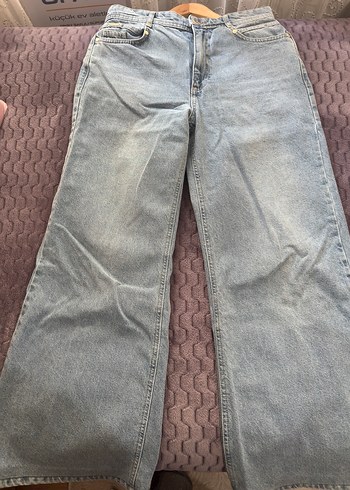 LCW Mavi Düğmeli Geniş Kesim Kadın Kot Pantolon - Görsel 7