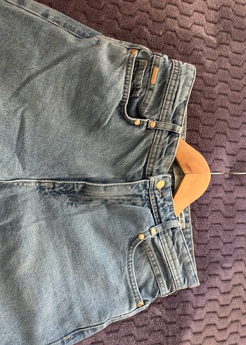 LCW Mavi Düğmeli Geniş Kesim Kadın Kot Pantolon - Görsel 8