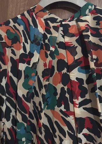 Uzun Kollu Desenli Kadın Elbise - Görsel 4