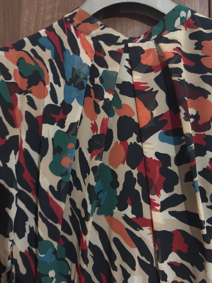 Uzun Kollu Desenli Kadın Elbise - Görsel 4