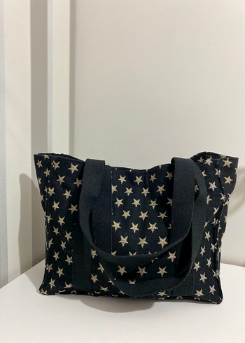 Siyah Yıldız Desenli Fermuarlı Kadın Çanta - Görsel 8