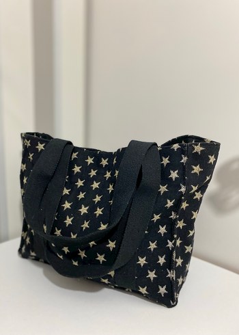 Siyah Yıldız Desenli Fermuarlı Kadın Çanta - Görsel 7