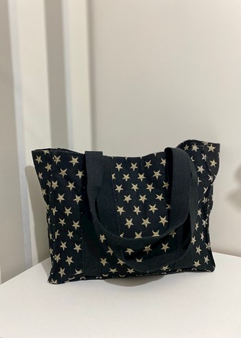 Siyah Yıldız Desenli Fermuarlı Kadın Çanta - Görsel 4