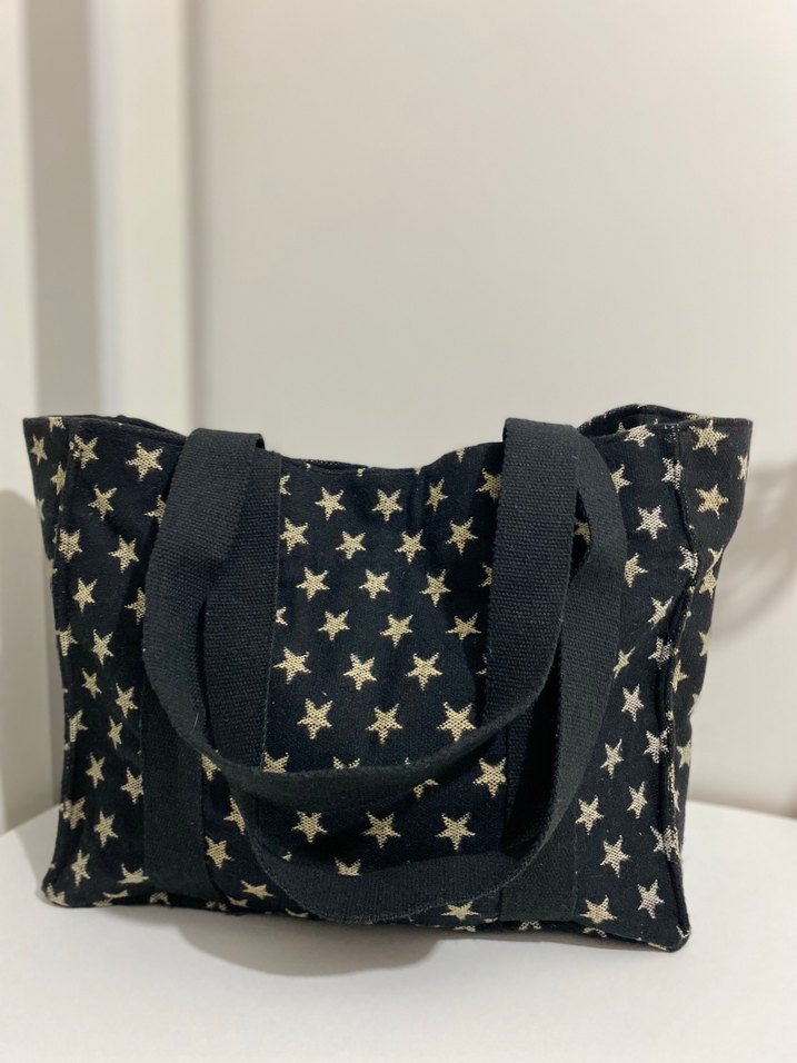 Siyah Yıldız Desenli Fermuarlı Kadın Çanta - Görsel 5