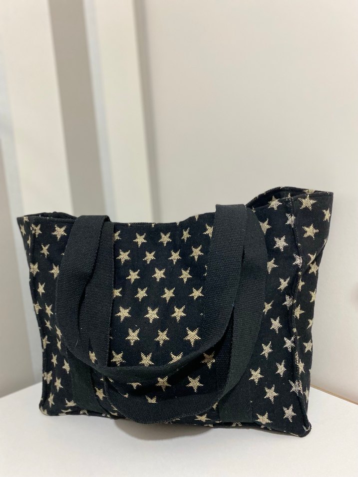 Siyah Yıldız Desenli Fermuarlı Kadın Çanta - Görsel 2