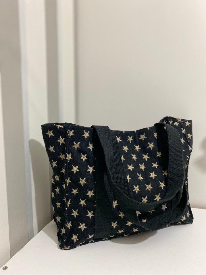 Siyah Yıldız Desenli Fermuarlı Kadın Çanta - Görsel 3