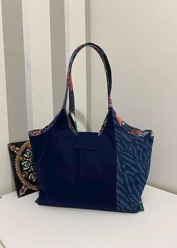 Bohem Zebra Desenli Mavi Kadın Çanta - Görsel 2