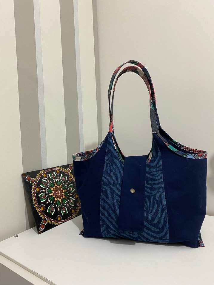 Bohem Zebra Desenli Mavi Kadın Çanta - Görsel 3
