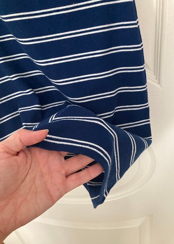 H&M H&M Mavi Çizgili Kısa Kollu Midi Elbise