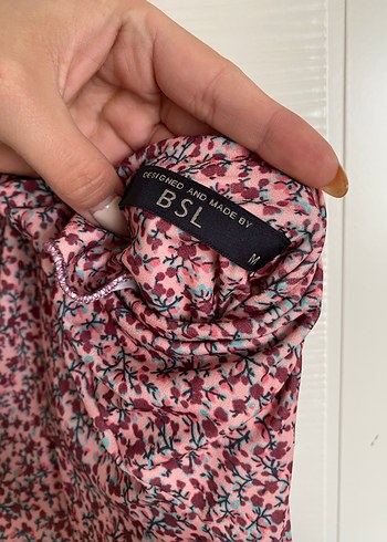 Pembe çiçek Desenli Uzun Drapeli Elbise - Görsel 7