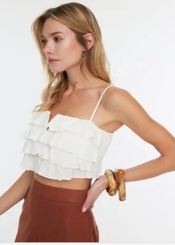 Trendyol & Milla Beyaz Bohem Mini Bralet
