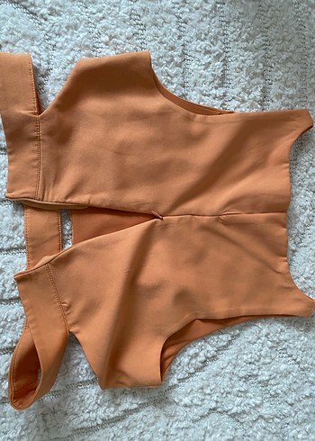 Turuncu Düz Yaka Kadın Crop Top - Görsel 3