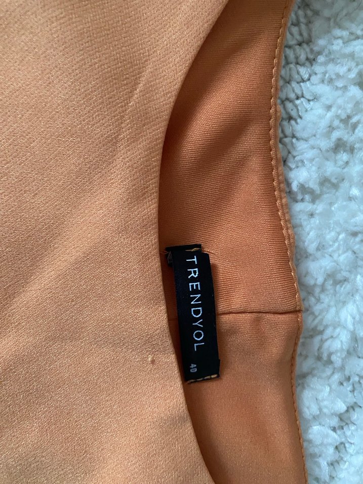 Turuncu Düz Yaka Kadın Crop Top - Görsel 5