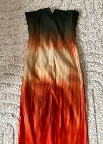 Kadın Çok Renkli Straplez Uzun Elbise - Görsel 6